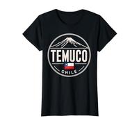 Temuco Chile Volcán Atardecer Ciudad Viajes Camiseta gráfica económica, Mujer, Negro, M