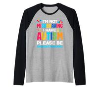 Ten Autismo por Favor entienda la Conciencia de la Pieza del Rompecabezas de la Cinta Camiseta Manga Raglan