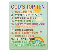 Ten Commandments for Kids Wall Art - Christian Bible Verse Poster, Sunday School & Bedroom Decor, Faith Gift(Unframed,12x18inch(30x45cm))