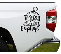 Ten Four Distributions Calcomanía de vinilo con brújula para amantes de la aventura Explore Lets Go, calcomanía de vinilo de alta calidad, color negro, para coche, parachoques, camión, camioneta, SUV, ventana, pared, barco, taza, vasos, laptop o cualquier superficie lisa, 6 x 4.5 pulgadas