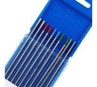 TEN-HIGH Soldadura TIG Paquete mixto de 2,4 x 175 mm, electrodo de tungsteno, 2 unidades de tungsteno puro + 2 unidades de 2% de cerio + 2 unidades de 1,5% de lantano + 2 unidades de 2% de torio