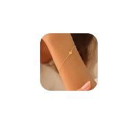 TEN MIRO Pulsera de cadena de eslabones chapada en oro de 14 quilates, pulseras de acero inoxidable para mujer, pulseras de monedas para mujer, joyería de regalo, 7.08'', Acero inoxidable, No es una