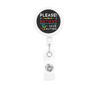 Ten paciencia, tengo autismo. Porta credenciales retráctil. Paquete de carretes para credenciales. Clip para credenciales para enfermeras, maestros, estudiantes y personal de oficina. Etiqueta de ide