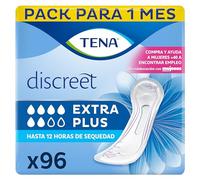 Tena Discreet Extra Plus, Compresas Incontinencia, 96 Unidades (6x16) | Discreto y cómodo, paquete mensual, 6 paquetes de 16 unidades, para pérdidas urinarias
