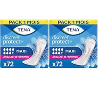 TENA Discreet Maxi x72 - Compresas Muy Absorbentes para Incontinencia y Pérdidas de Orina abundante - Hasta 12 Horas de Sequedad - 6 Paquete con 12 Bolsitas Individuales (Paquete de 2)