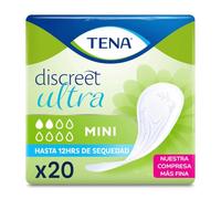 TENA DISCREET MINI Paquete de 20 Compresas Incontinencia mujer, transpirables, hipoalergénicas, discretas, suaves, cómodas para las pérdida de orina, la incontinencia, probado dermatológicamente