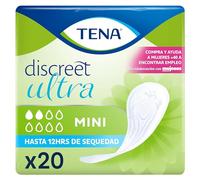 TENA Discreet Mini Ultra x20 - son nuestras compresas más finas y ofrecen protección discreta y segura para las pérdidas de orina leves - 1 Paquete con 20 Bolsitas Individuales. Ultrafina