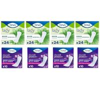 TENA Lady Normal 4x24 uds + Discreet Protect+ Normal Night Mujer Incontinencia 4x10 uds