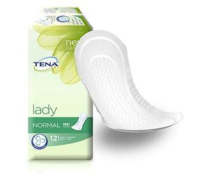 TENA LADY NORMAL Paquete de 12 Compresas Incontinencia para mujer, transpirables, hipoalergénicas, discretas, suaves, cómodas para las pérdida de orina y la incontinencia, probado dermatológicamente