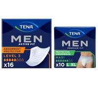 TENA Men Active Fit Level 3 Incontinencia 16 uds + Premium Fit Pants Premium Fit L/XL 10 uds