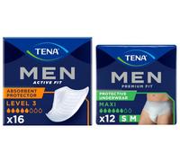TENA Men Active Fit Level 3 Incontinencia 16 uds + Premium Fit Pants Premium Fit S/M 12 uds