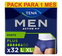 TENA Men Ative Fit x32 - Ropa Interior Absorbente para Hombre - Para Incontinencia Moderada - Máxima Discreción - 8 Unidades - Talla L [95 cm a 130 cm]. 32 Braguitas Desechables. (4x8)