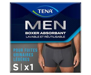 Tena Men Boxer Protectores Lavables y Reutilizables, diseñados para Gotas y pérdidas urinarias Ligeras, Calzoncillos Tipo bóxer absorbentes para Hombre de rápida absorción, Color Gris, Talla XL