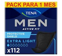 TENA Men Level 0 x112 - Compresa Protectora Fina para Hombre - Para Incontinencia y Goteo Ocasional - Protector Ligero y Absorbente - 112 Unidades - Color Negro - Paquete Mensual (8x14)