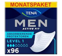 TENA Men Level 1 8x12 - Compresa Protectora y Absorbente para Hombre - Para Incontinencia y Goteo Moderado - Zona de Absorción Mejorada - Máxima Discreción - 96 Unidades - Paquete Mensual