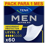 TENA Men Level 2 x60 - Compresa Protectora y Absorbente para Hombre - Para Incontinencia Moderada - Con Zona de Absorción Mejorada - Máxima Discreción - Paquete Mensual (6x10)