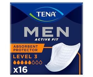 Tena Men Super Level 3 - Paquete de 16 protecciones | Incontinence Homme - Fugas moderadas a fuertes - Forma anatómica masculina - Neutraliza los olores sin fragancia