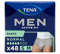 Tena Pantalones Active Fit para hombre, talla S/M, gris, 4 paquetes de 12 (48 unidades)