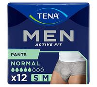 TENA Pantalones de ajuste activo para hombre, talla S/M (4 paquetes de 12), color gris