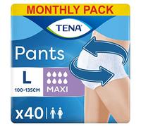 TENA Pants Maxi (L) Paquete de repuesto mensual - Bragas absorbentes, elásticas y desechables, para pérdidas urinarias, tanto para ella como para él, discretas y cómodas, 4 paquetes x 10 unidades