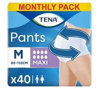 TENA Pants Maxi (M) Paquete de repuesto mensual - Bragas absorbentes, elásticas y desechables, para pérdidas urinarias, tanto para ella como para él, discretas y cómodas, 4 paquetes x 10 unidades