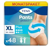 TENA Pants Plus XL - Pack Mensual de 48 Unidades (4 x 12) - Ropa Interior Absorbente para Incontinencia Moderada a Fuerte - Talla Extra Grande (120-160 cm) y Control de Olor