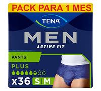 TENA Ropa interior absorbente desechable para incontinencia Active Fit para hombres, para fugas de orina moderadas a intensas, ropa interior talla M - 36 (4 x 9)
