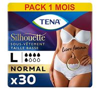 Tena Silhouette Braguitas desechables de cintura baja, absorbentes, elásticas, para mujeres, talla L, 6 Paquetes x 5 piezas