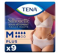 TENA Silhouette Plus Cintura Alta - Ropa interior absorbente desechable Incontinence Femme - Bragas para fugas urinarias moderadas a fuertes - Crema - Talla M - 9 Bragas