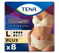 TENA Silhouette Plus Creme x8 - Ropa Interior para Incontinencia y Pérdidas de Orina Abundante - Diseño Cómodo y Transpirable - 8 Braguitas Desechables - Creme - Talla Grande