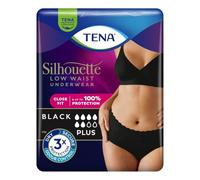 TENA Silhouette Plus Pants - Ropa interior de cintura baja, color negro, talla M, 100% protección, ajuste ceñido, ropa interior para incontinencia para mujer, 1 paquete de 12