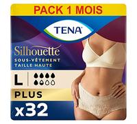 TENA Silhouette Plus - Ropa interior absorbente desechable para mujer - Post-parto - Para huidas urinarias moldeadas a fuertes, color crema - 32 braguitas (pack 1 mes)