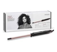 BaByliss Tenacilla de 10 mm - Rizador con barril de cerámica con cuarzo, Rizador de peklo con 10 ajustes de temperatura, Rizos definidos, Afro, Compacto, Rosa y Negro, C449E