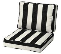 TENAGE Cojines para sillas de exterior, juego de cojines impermeables para respaldo y asiento profundo con cremallera y correas antideslizantes para interior, jardín, camping, 55 x 55 cm, rayas