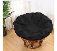TENAGE Papasan Funda de cojín impermeable con cremallera y sujetadores, lavable a máquina, para interior y exterior, 120 cm, color negro