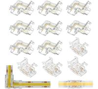 TenaLucy 12 Piezas Mini Kit de Conectores LED COB de 10 mm y 2 Patillas,Sin Zonas Oscuras,para Conectar Cables y Barras de Luces LED COB