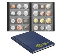 TenaLucy 120 Cuadrículas Album Monedas Coleccion, 15.4 X 11.5CM Album de Colección de Monedas, Resistente a los Arañazos Albums para Monedás Almacenamiento, Coin Holder para Colección Monedás (Azul)