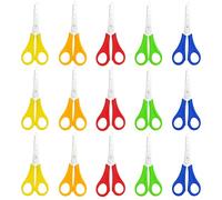 TenaLucy 15 Piezas Tijeras para Niños,tijeras escolares tijeras punta redonda escolar tijeras niños tijeras de seguridad para niños de acero inoxidable,con escala para manualidades(5 colores)