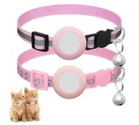 TenaLucy 2 Piezas Collar Gato, Reflectante Ajustable para Gatos, Lindo General Accesorios per Gatos, Personalizado Collares, con Cascabel Funda Protectora Colla per Gatose para Los Todos (Rosa)