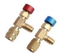 TenaLucy 2 Piezas Relleno Refrigerante Válvula de Seguridad Acoplador Rápido, Latón Válvula de Control de Flujo, R22-1/4" Macho a 1/4" Hembra, R22-1/4" Macho a R32/R410-5/16" Hembra