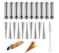 TenaLucy 21 Piezas Moldes para Hacer Conos, Reposteria Molde de Cono de Waffle, Rosquillera des Acero Inoxidable Moldes Reposteria Expositor Croissants para Hornear Panqueques Crema Croissant