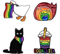 TenaLucy 4 Piezas Pride Pin,Rainbow Pride Pin Broches de Animales de Dibujos Animados Juego de Broches de Gato pin Insignia Funny Insignias,para Decoración de Ropa Bolsos Bufanda Sombreros