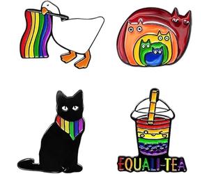 TenaLucy 4 Piezas Pride Pin,Rainbow Pride Pin Broches de Animales de Dibujos Animados Juego de Broches de Gato pin Insignia Funny Insignias,para Decoración de Ropa Bolsos Bufanda Sombreros