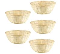TenaLucy 5 Piezas Cestas Mimbre Tejidas, Redondas Cesta Regalo Vacía Pascua, Boda Jardín Decoración, Cesta para Huevos de Pascua Tejida a Mano con Bambú para Huevos de Easter Basket Panecillos Regalos