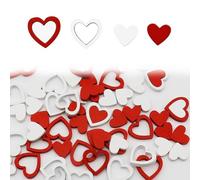 TenaLucy 72 Piezas Corazones Decoracion,Decoraciones de Corazones de Mesa Color Blanco y Rojo Placas de Madera con Forma de Corazón para San Valentín Confeti de Boda con Forma de Corazones
