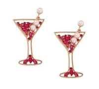 TenaLucy Pendientes Creativos de Copa de Vino,1 Par Cúbica Pendientes Cartílago Joyería de Perlas Mujer Niña Hipoalergénicos Pendientes Cúbica Pendientes Cartílago (Rojo)