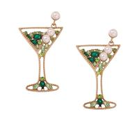 TenaLucy Pendientes Creativos de Copa de Vino,1 Par Cúbica Pendientes Cartílago Joyería de Perlas Mujer Niña Hipoalergénicos Pendientes Cúbica Pendientes Cartílago (Verde)