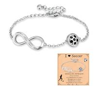 TenaLucy Pulsera Mujer Fútbol Infinito, Regalos San Valentín Mujer, Personalización Pulsera Ajustable, Pulsera infinito Parejas, Afortunado Regalo Para Mujer para Madre Navidad Cumpleaños (Plata)