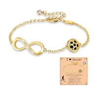 TenaLucy Pulsera Mujer Fútbol Infinito, Regalos San Valentín Mujer, Personalización Pulsera Ajustable, Pulseras infinito Parejas, Afortunado Regalo Para Mujers para Madre Navidad Cumpleaños (Oro)