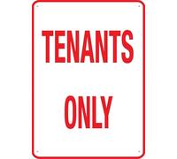 Tenants Only - Letreros de aluminio de metal de 12 x 8 pulgadas, agujeros preperforados para un fácil montaje en interiores o exteriores, para puerta de valla o puerta